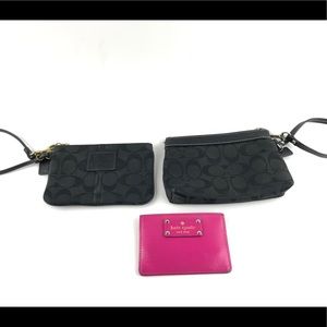 Coach  Black Wristlet Clutch x2 And Kate Spade
